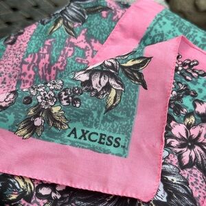 Axcess Pink and Teal Square Floral Scarf Acrylic